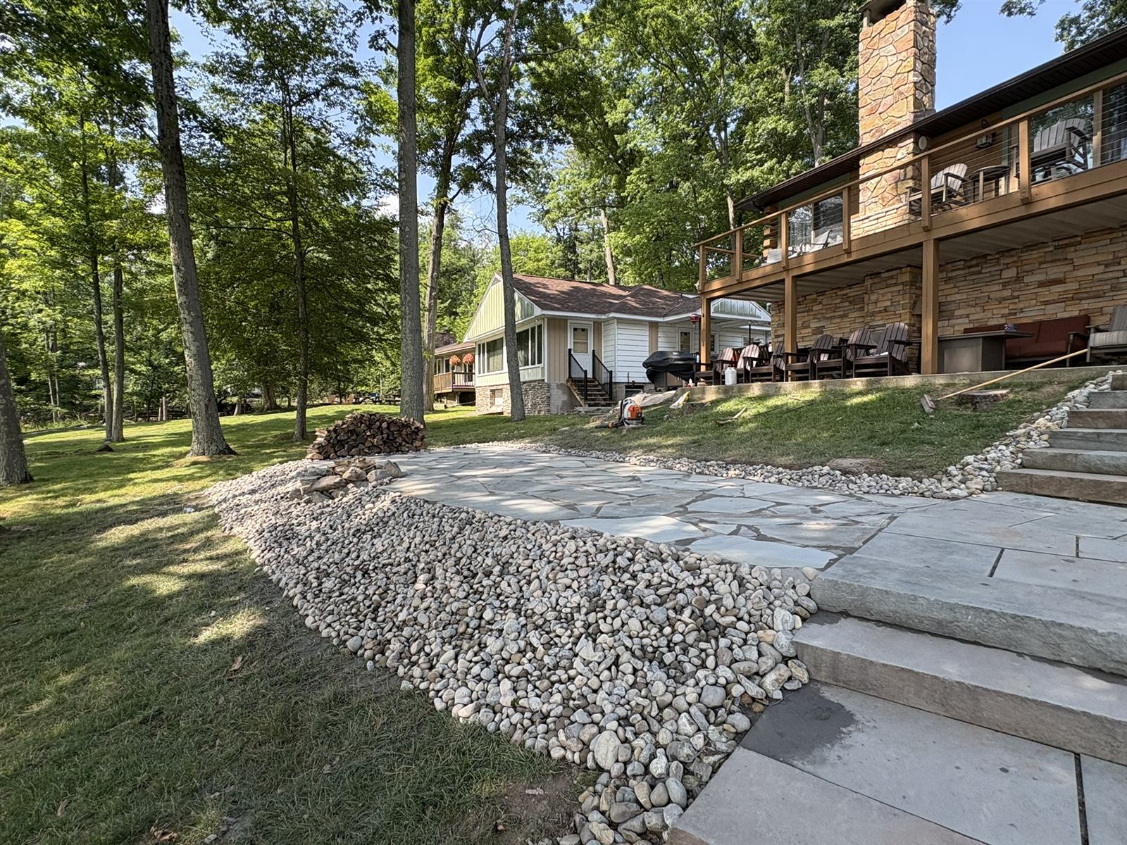 Flagstone Patio and River Rock Border